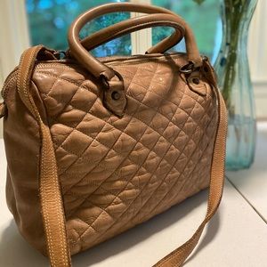 3rd floor genuine leather quilted tan bag